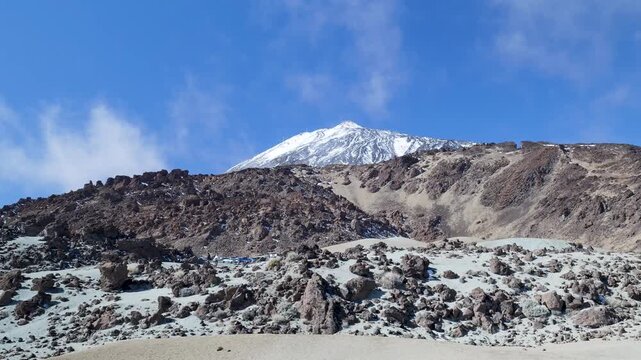 Volcanic landscape with mount teide in the background