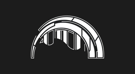 Abstract Futuristic Archway with Geometric Patterns, Minimalist Design