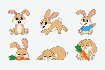 Obraz premium Running Bunny Cartoon Character Vector
