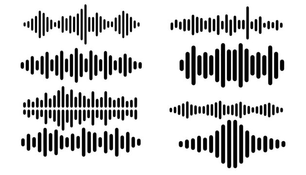 Podcast voice sound and music audio waves icons set vector illustration.
