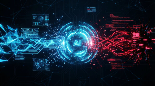 AI Cybersecurity Defense Against Hacker Attack.