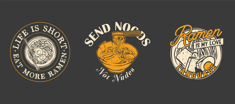 Send Noods Not Nudes. Funny Ramen Lover T-Shirt Bundle.