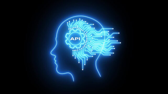 Glowing Blue Human Head with A I Circuitry Brain Technology Concept artificial intelligence