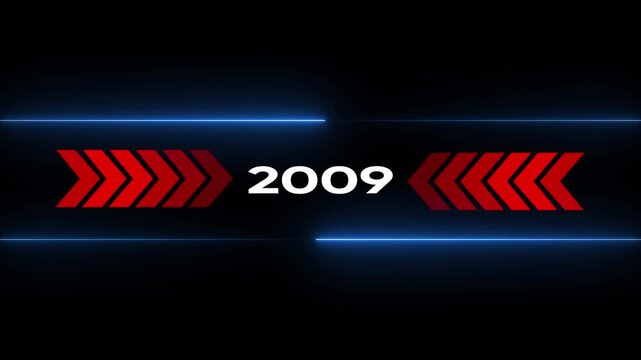 Neon Lit 2009 Year Display with Blue Glowing Lines on Black Background for Retro Futuristic