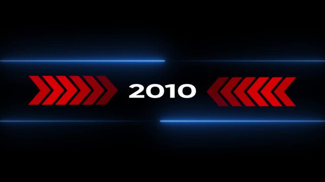 Glowing Blue Neon Lines with 2010 Text on Black Background for Retro Futuristic glowing lines futuristic background
