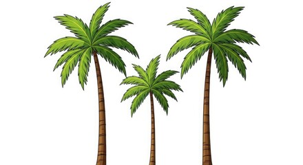 Obraz premium Three palm trees standing tall against a white background