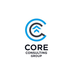 Fototapeta premium Core Consulting Group logo design with initial 'C' and upward moving arrows symbolizing growth and progress in business.