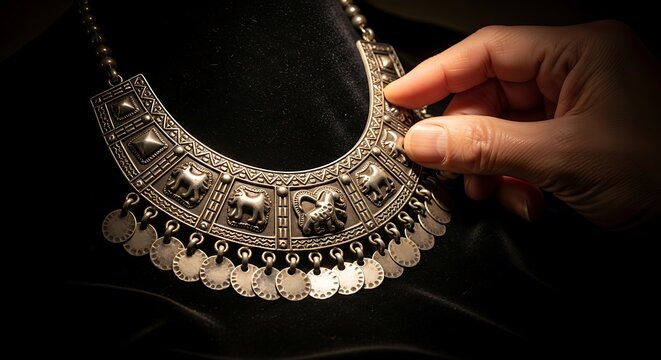 Intricate traditional indian kundan necklace with pearls and beads
