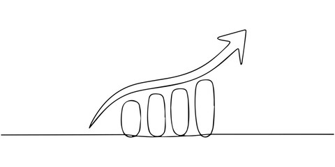 continuous one line drawing chart icon