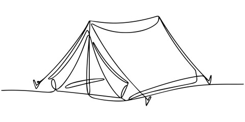 continuous one line drawing Camping tent line icon © SHANTO