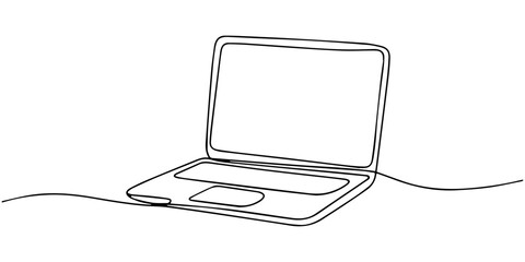 Laptop continuous one line drawing icon © SHANTO