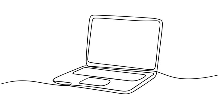 Laptop continuous one line drawing icon