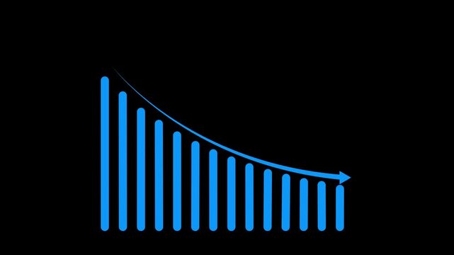 Business Growth and Recession Graph Concept.Business graph chart with growing business concept. Abstract decreasing business graph chart animation background.