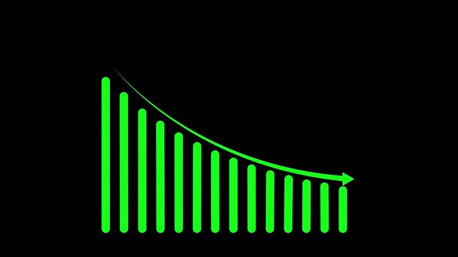 Business Growth and Recession Graph Concept.Business graph chart with growing business concept. Abstract decreasing business graph chart animation background.
