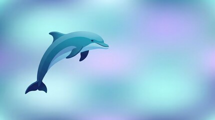 Obraz premium Dolphin Jumping in Elegant Blue Gradient Vector Art
