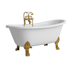 Luxury clawfoot bathtub with gold fittings and elegant design