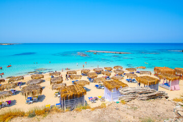 A beautiful view of Agios Philon Beach (Ayfilon) with blue sky in Dipkarpaz, North Cyprus.