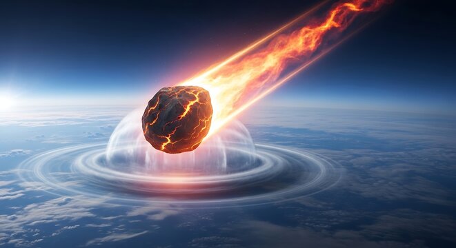 Asteroid Impact on Earth from Space.