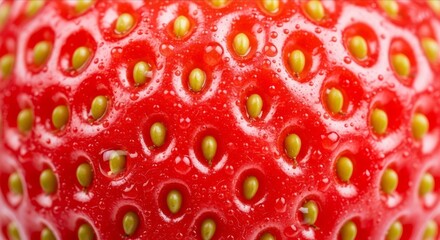 Close-Up View of Fresh Ripe Strawberry with Water Droplets
