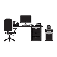Complete office workspace elements professional business environment icons