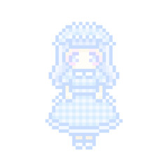 Fototapeta premium ピクセルアートなチェックロリィタファッションの女の子★PNG