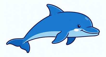Obraz premium Cartoon Dolphin Illustration on White Background.