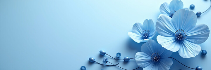 Blue Flowers On A Blank Background