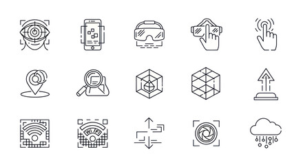 Fototapeta premium Digital Technology Icons: VR, AI, IoT, Cloud and Future Concepts