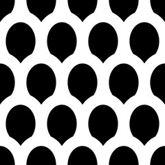 Fish scale wallpaper. Asian traditional ethnic ornament with repeated scallops. Repeated black figures on white background. Seamless surface pattern design with scales. Squama motif. Digital paper art © funkyplayer