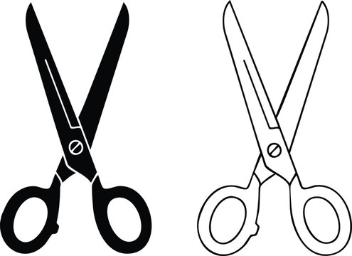 Comparison of traditional and outlined pair of scissors designs