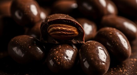Fototapeta premium Closeup of Coffee Beans with Cracked Bean.