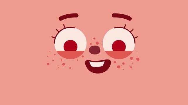 Animated vector stylized face loop. Expressive character with emotions and facial gestures, perfect for social media, explainer videos, and modern motion graphics on a clean background.
