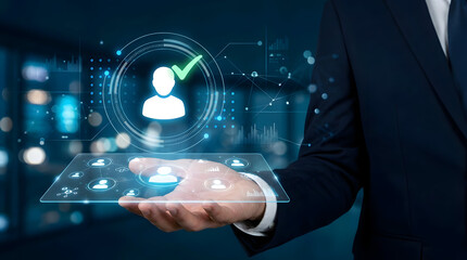 Future of Work and Virtual HR Management with Digital User Interface Icons