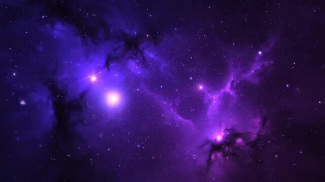 Cosmic Nebula with Sparkling Stars and Dust Clouds in Deep Space