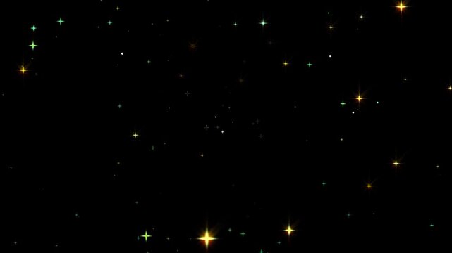 Glitter Sparkle Stars Particles Black Screen 4K | Falling Gold Confetti Bokeh Overlay | Seamless Loop Animation for Wedding, Party & Holidays | Ultra HD Light Dust Background