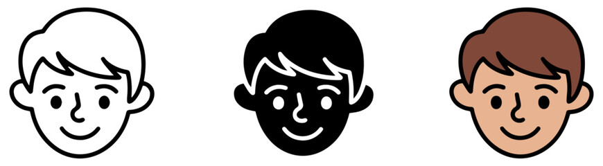 Fototapeta premium smiling boy face icon vector