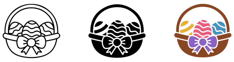easter basket eggs icon vector