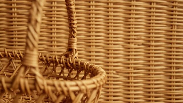 A detailed surface of woven natural wicker material