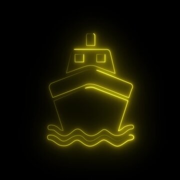 Ship black and white flat vector icon design. Ferry symbol and glyph design. Motion graphics of ship concept
