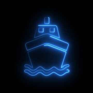 Ship black and white flat vector icon design. Ferry symbol and glyph design. Motion graphics of ship concept