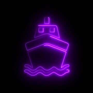 Ship black and white flat vector icon design. Ferry symbol and glyph design. Motion graphics of ship concept
