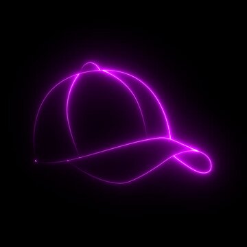 Sports cap black and white icon design with editable stroke. Motion graphics of neon head cap concept