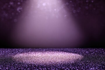 Spotlight on a Glittering Purple Stage with Bokeh Effect.