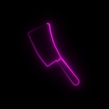 Meat cleaver black and flat neon line animation icon design. Cleaver symbol and clip art. Motion graphics of knife animation