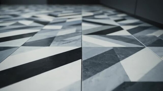 A geometric tiled floor shows a pattern