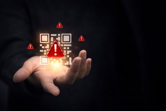 QR Code Security Risk Warning and Cyber Threat Alert Concept