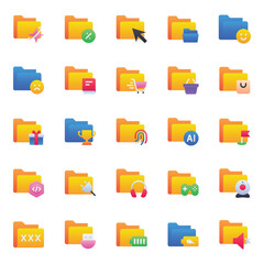 Gradient color icons set for Archive folder