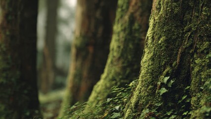 Mossy Forest Tree Trunks
