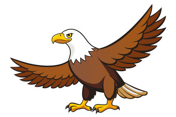 Majestic bald eagle spreading wings on white background: iconic symbol of power and freedom in nature illustration
