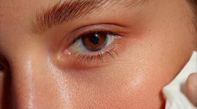 Skincare Routine &ndash; Removing Eye Makeup with Facial Tissue Macro Shot